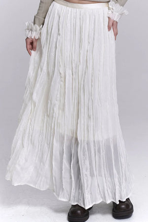Lace Patchwork Pleated Skirt