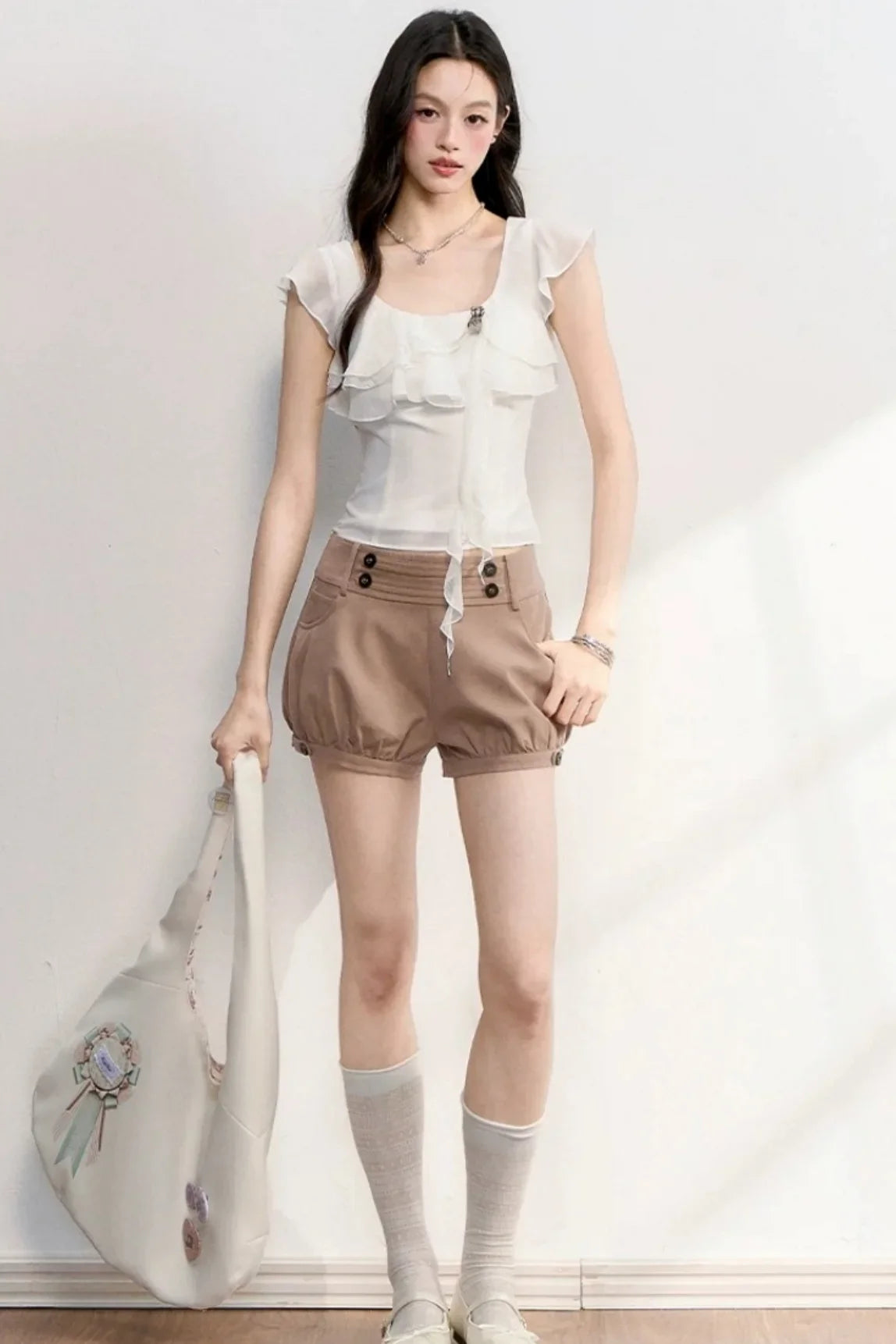 Lace Patchwork Ruffle Top
