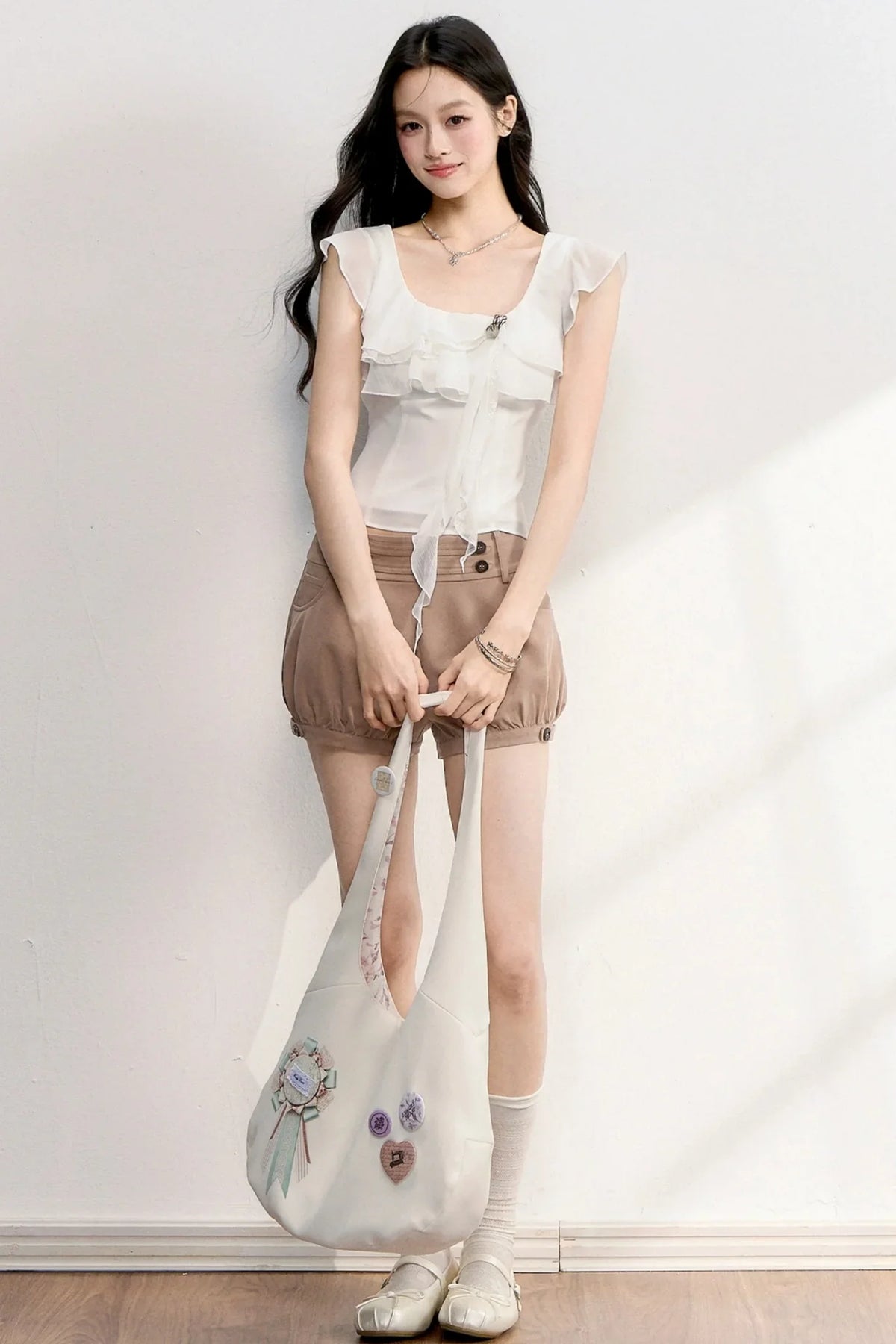 Lace Patchwork Ruffle Top