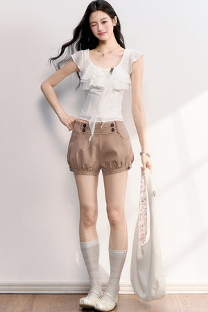 Lace Patchwork Ruffle Top