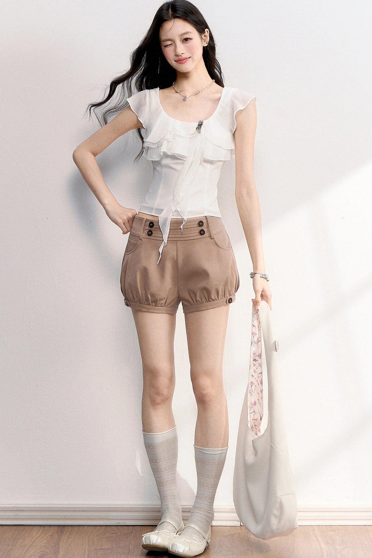 Lace Patchwork Ruffle Top