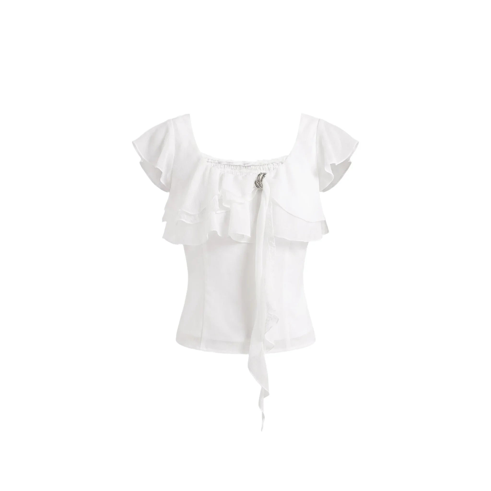 Lace Patchwork Ruffle Top