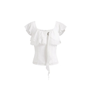 Lace Patchwork Ruffle Top