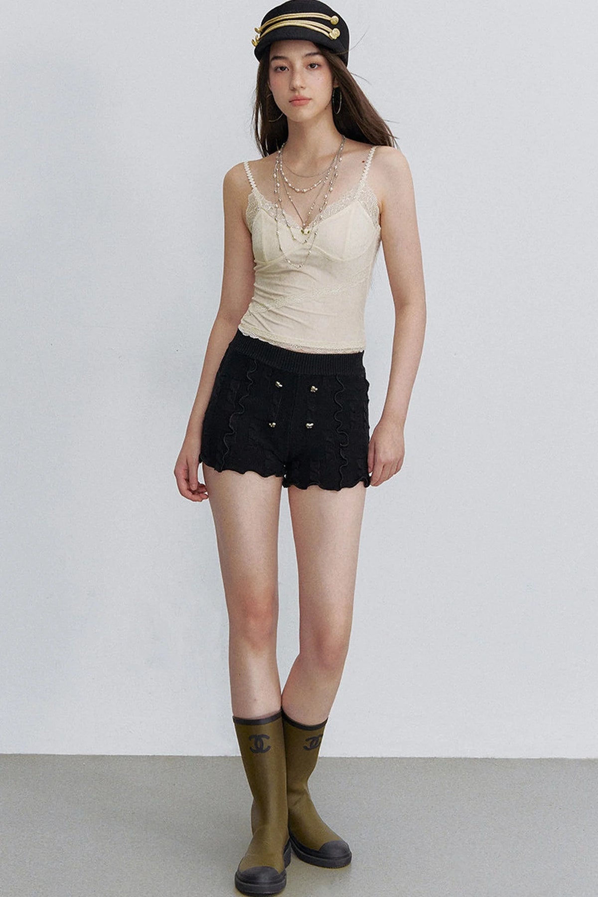 Lace Patchwork Velvet Camisole