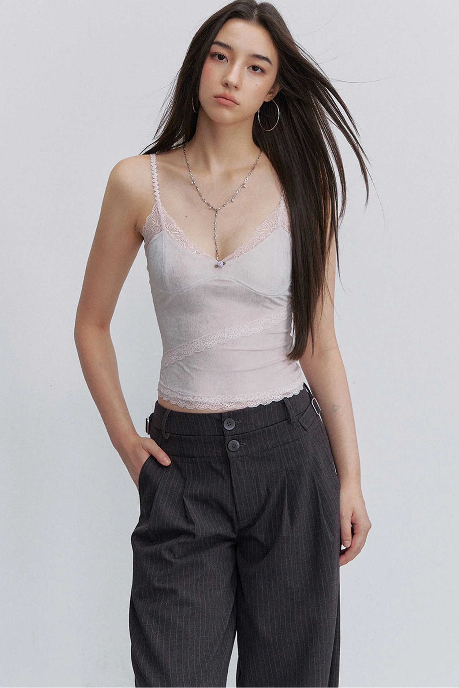 Lace Patchwork Velvet Camisole