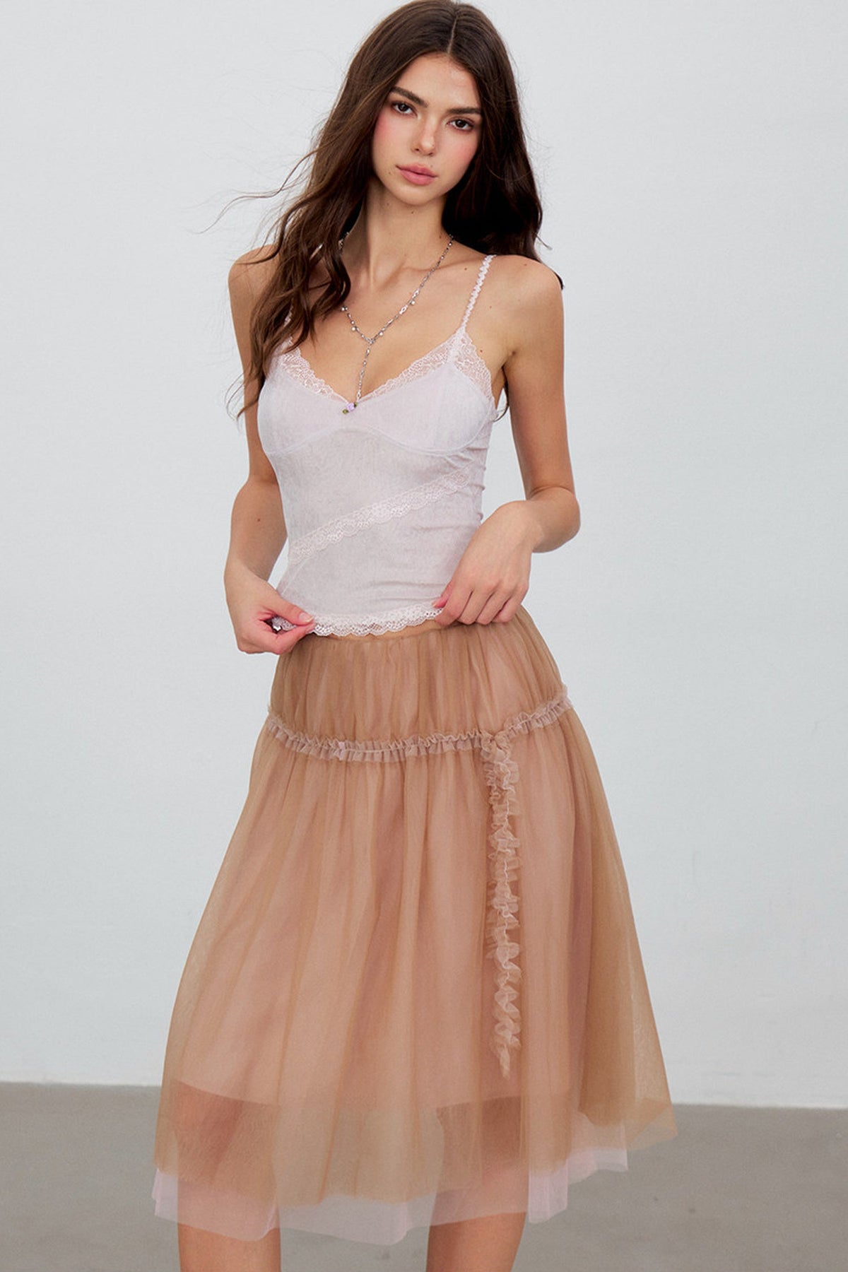 Lace Patchwork Velvet Camisole