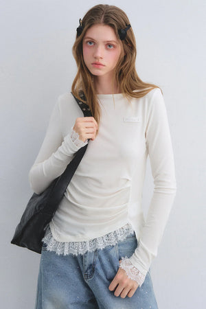 Lace Patchwork Waist-Cinching Top