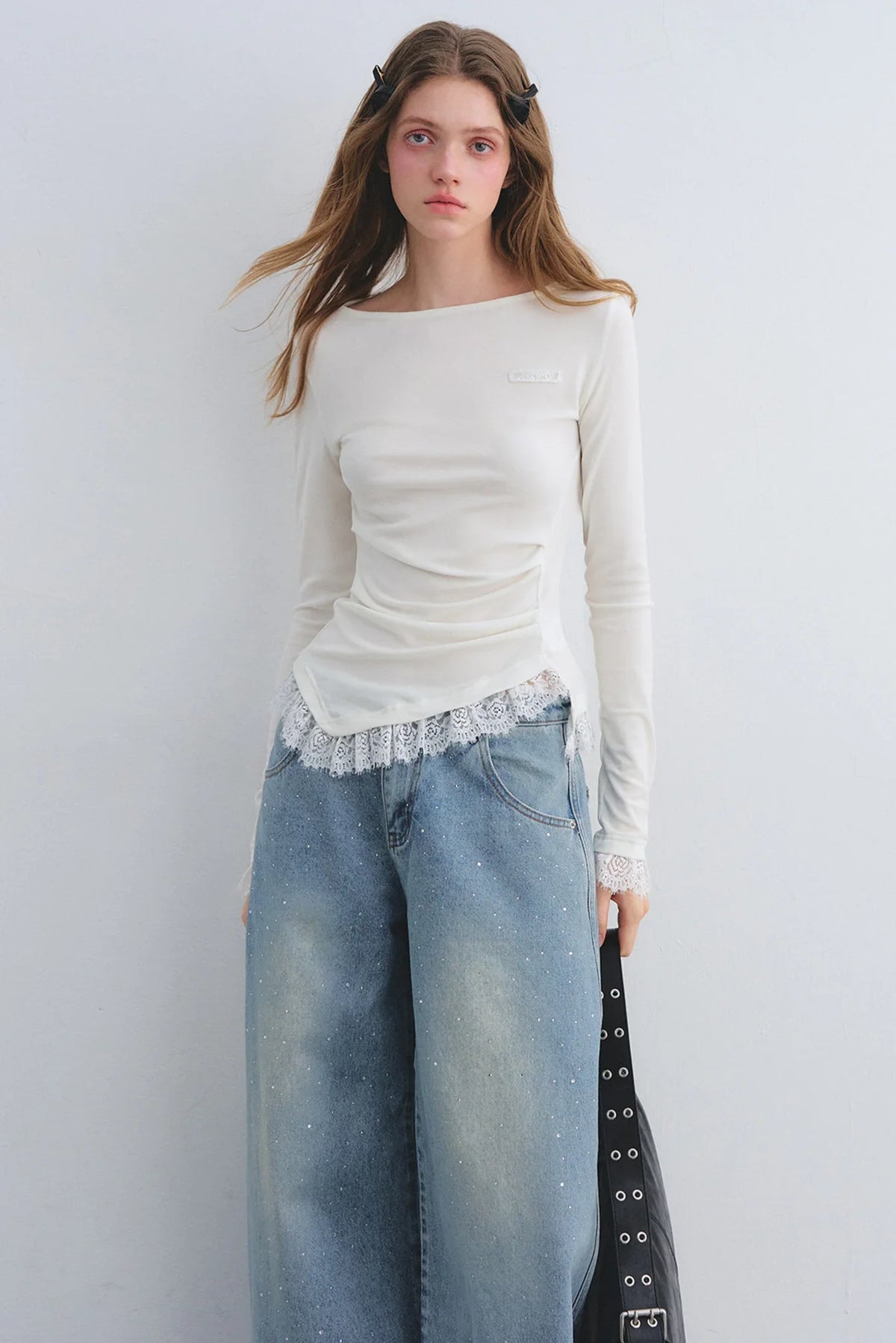 Lace Patchwork Waist-Cinching Top