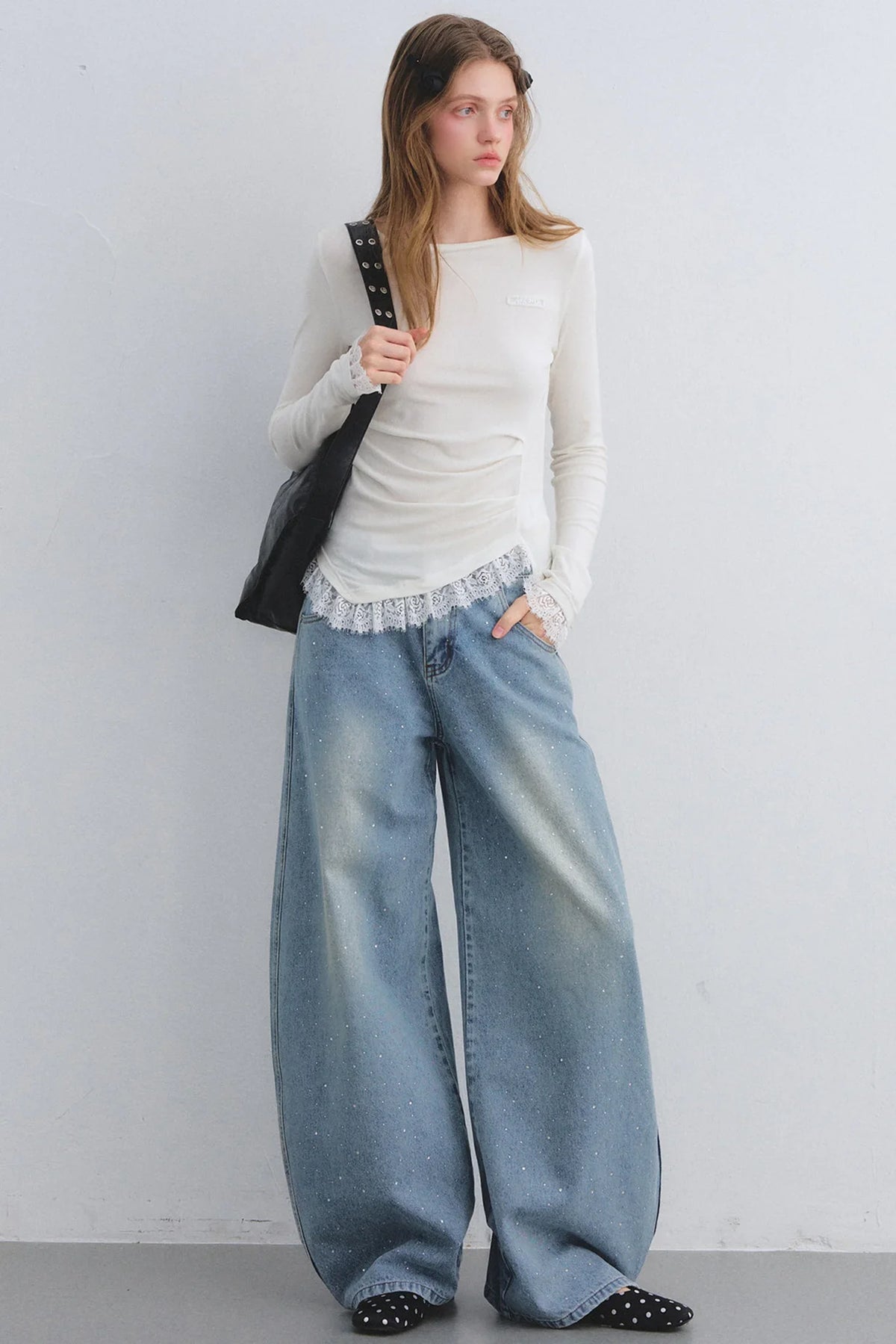 Lace Patchwork Waist-Cinching Top