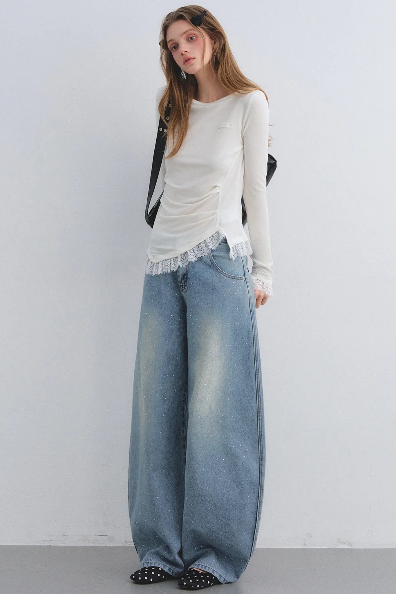 Lace Patchwork Waist-Cinching Top