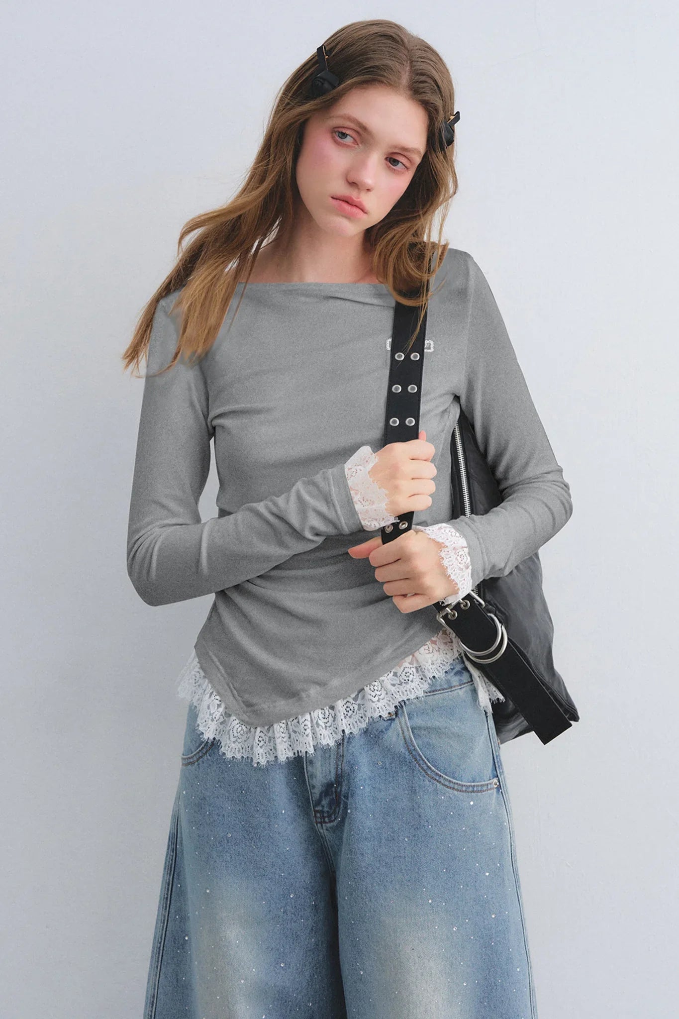 Lace Patchwork Waist-Cinching Top