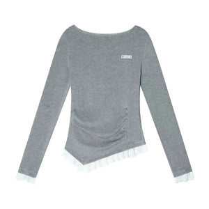 Lace Patchwork Waist-Cinching Top