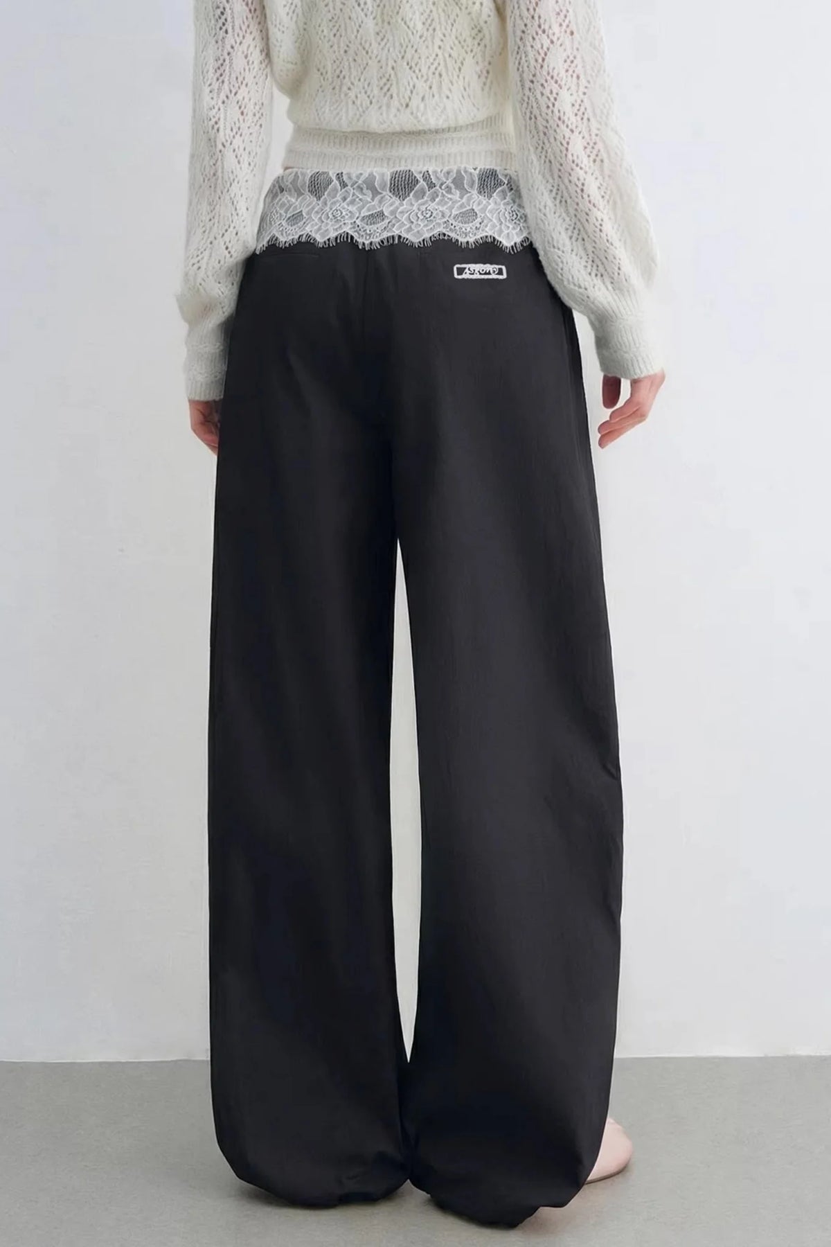 Lace Patchwork Wide-Leg Pants