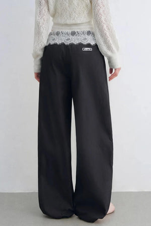 Lace Patchwork Wide-Leg Pants