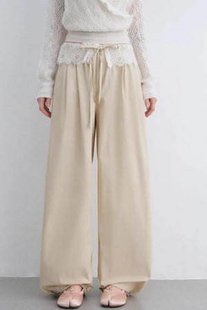 Lace Patchwork Wide-Leg Pants