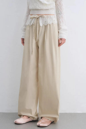 Lace Patchwork Wide-Leg Pants