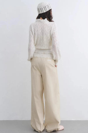 Lace Patchwork Wide-Leg Pants