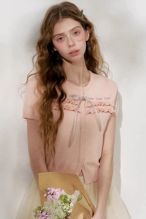 Lace Pink Knit Sweater