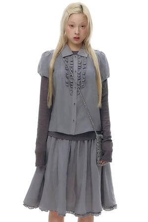 Lace Placket Blouse Set-Up