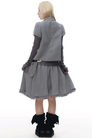 Lace Placket Blouse Set-Up