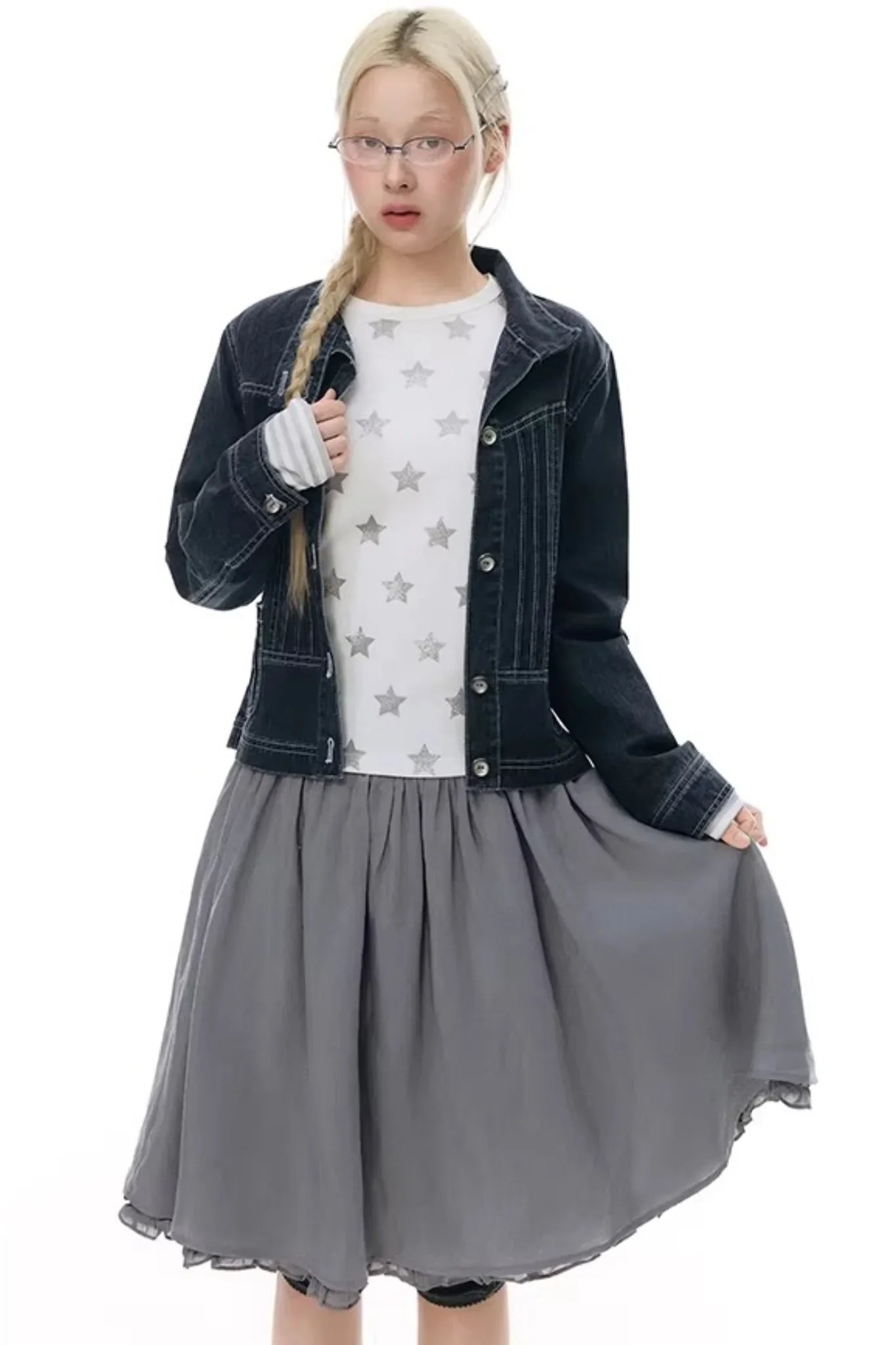 Lace Placket Blouse Set-Up