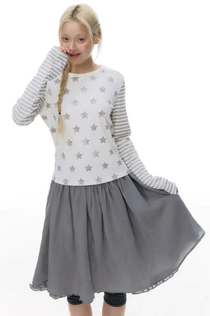Lace Placket Blouse Set-Up