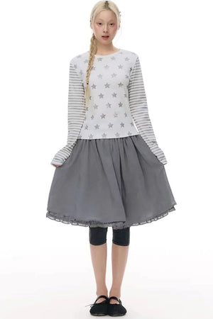Lace Placket Blouse Set-Up