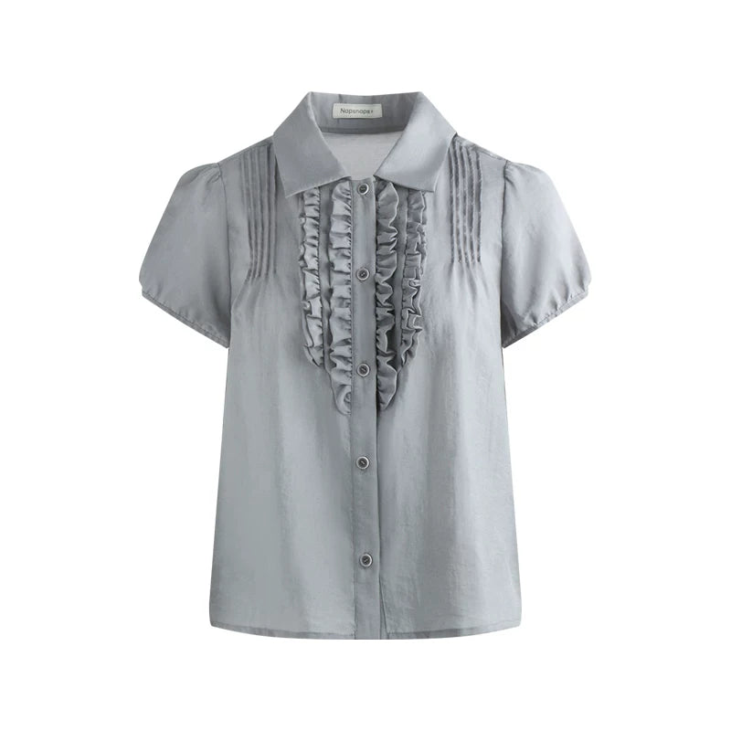 Lace Placket Blouse Set-Up