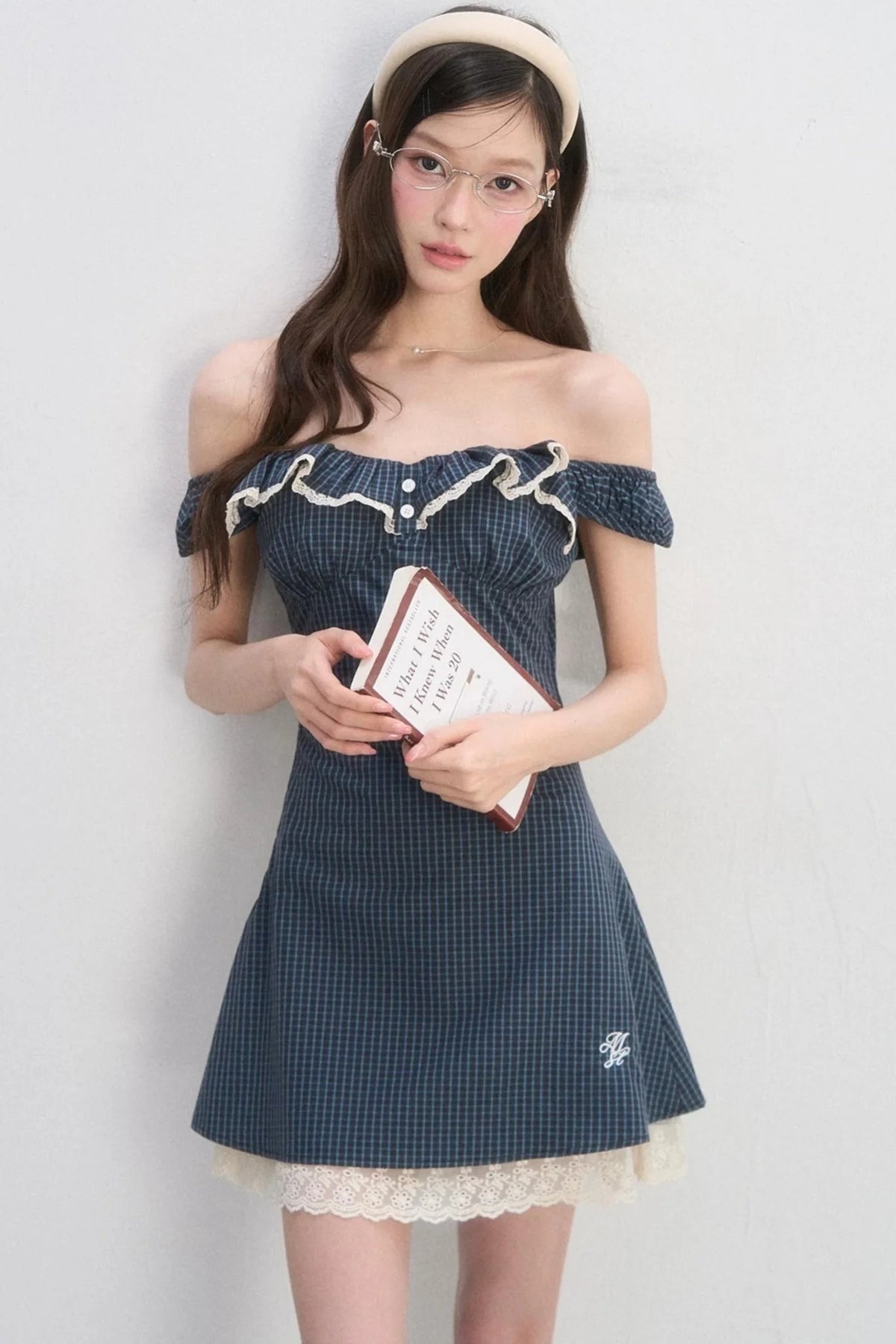 Lace Plaid A-Line Dress