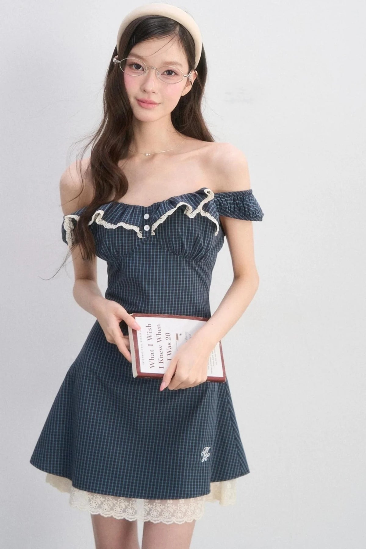 Lace Plaid A-Line Dress