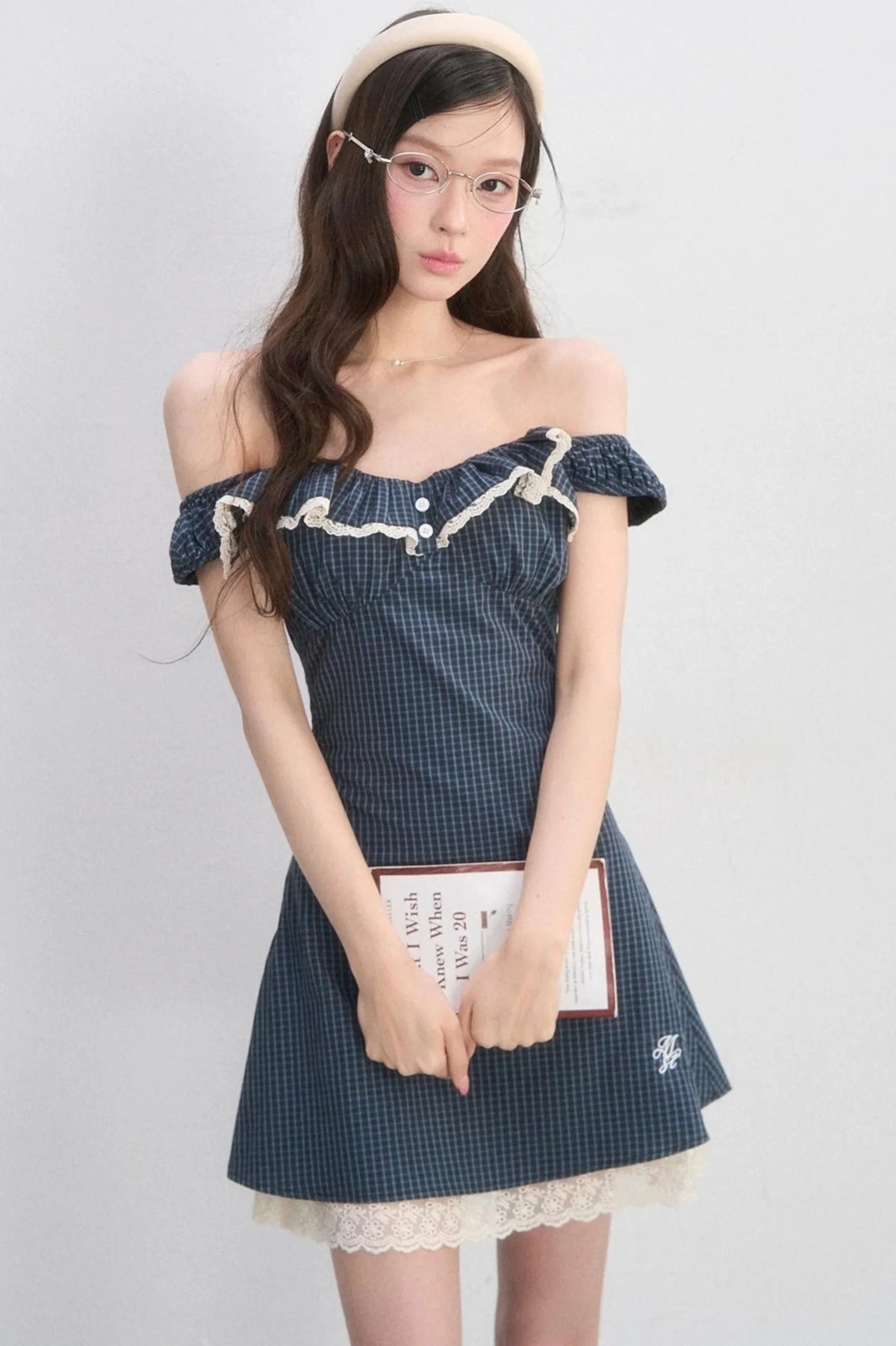Lace Plaid A-Line Dress