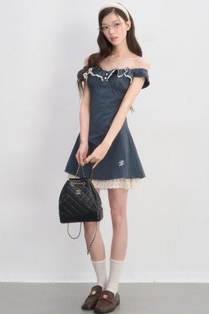 Lace Plaid A-Line Dress