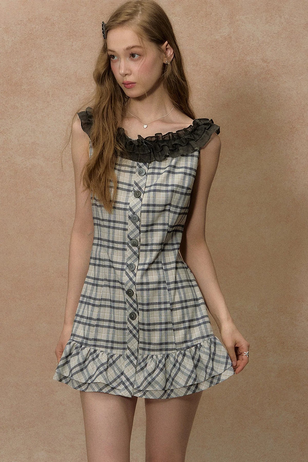 Lace Plaid Summer Dress
