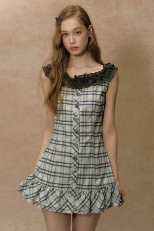 Lace Plaid Summer Dress