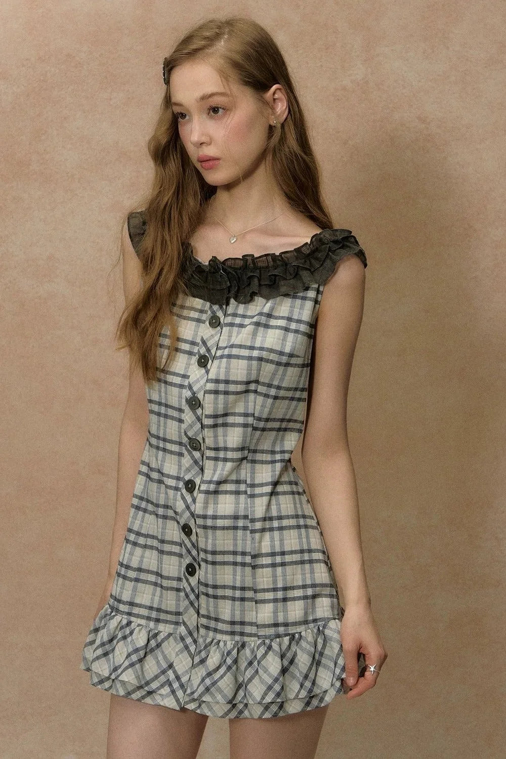 Lace Plaid Summer Dress