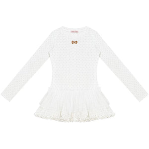Lace Pleated Polka Dot Top