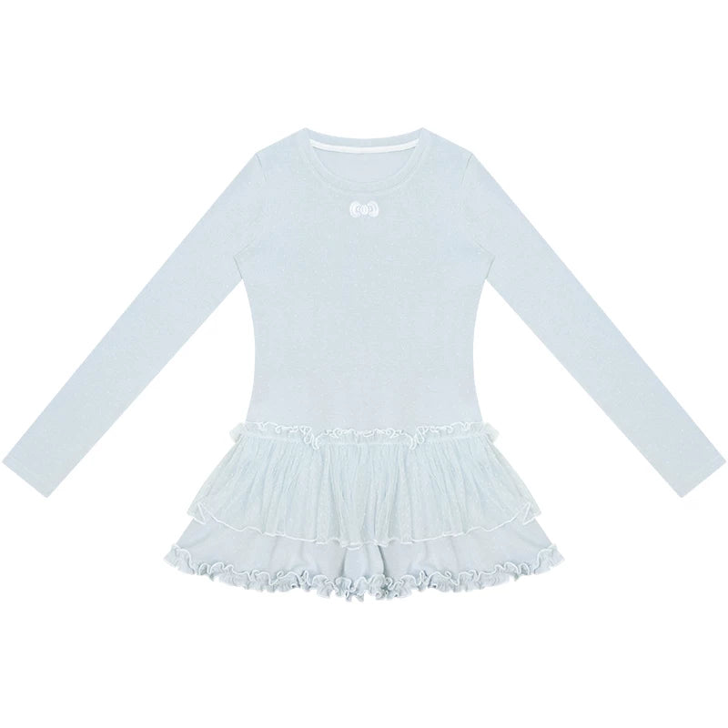 Lace Pleated Polka Dot Top