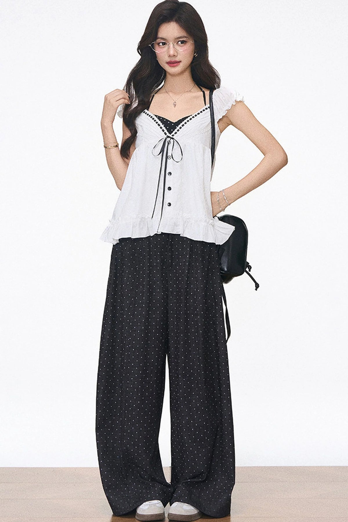 Lace Puff Sleeve Blouse Set-Up