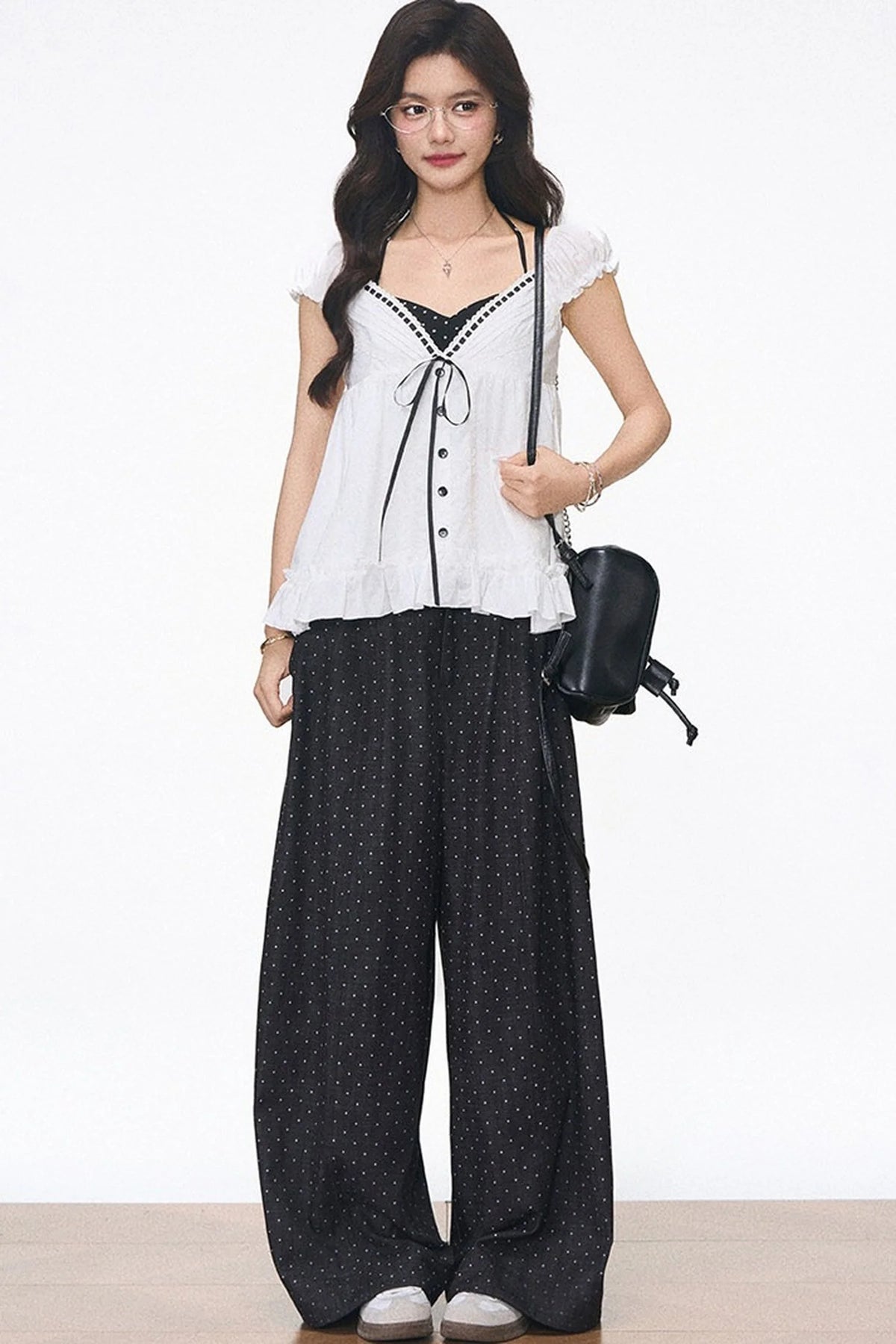 Lace Puff Sleeve Blouse Set-Up