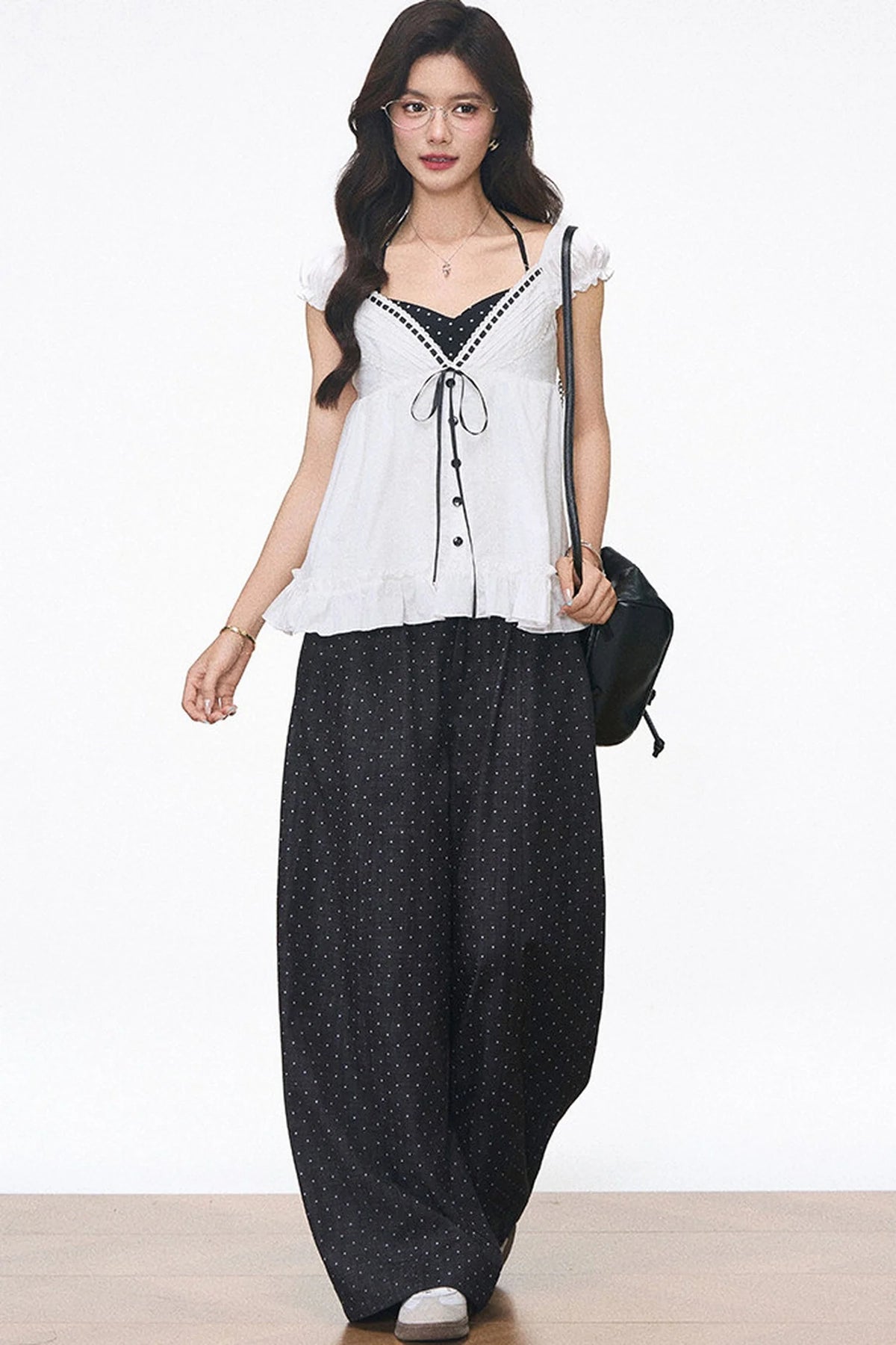 Lace Puff Sleeve Blouse Set-Up