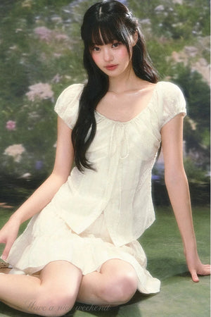 Lace Puff Sleeve Top Set-Up