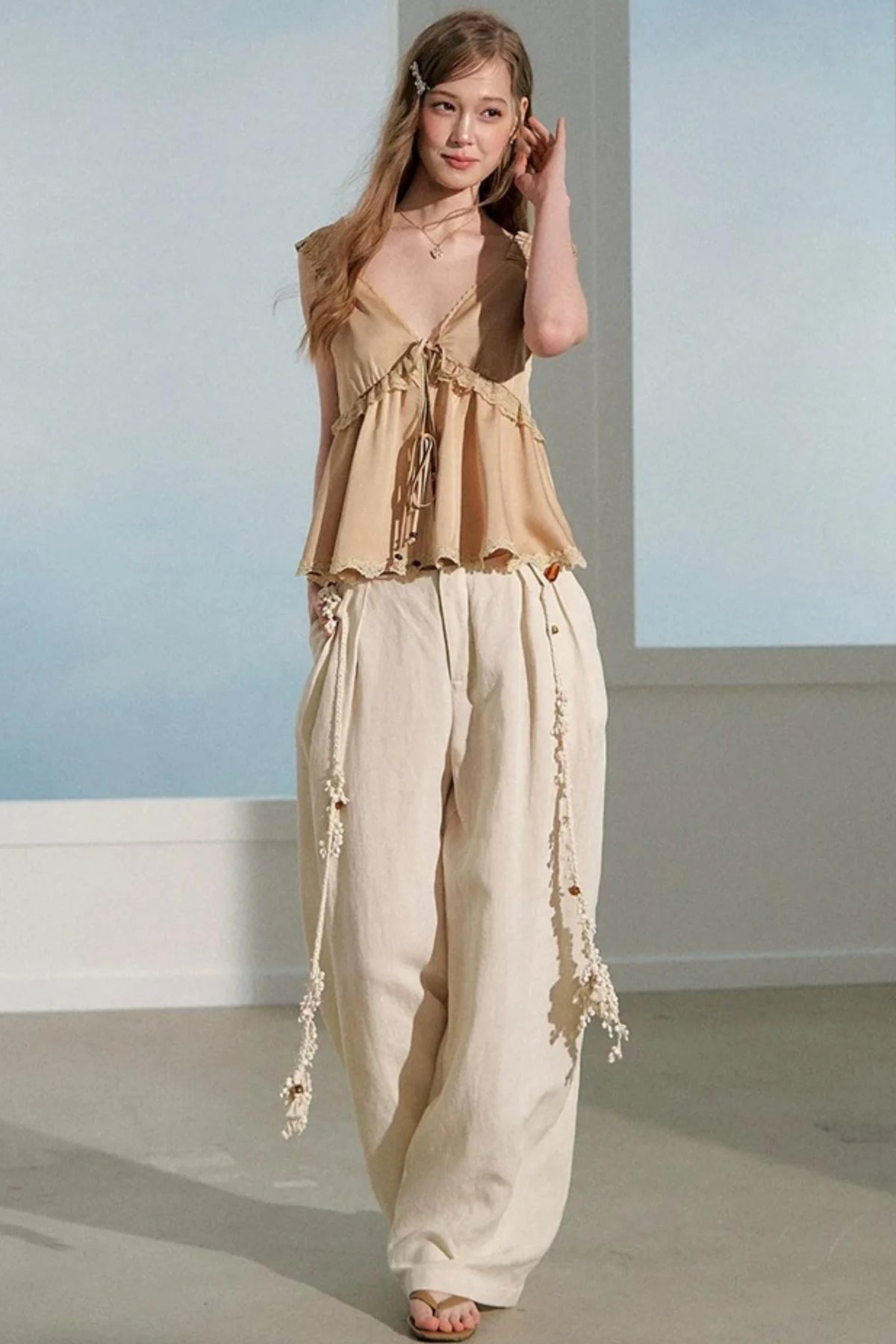 Lace Ruffle Babydoll Top