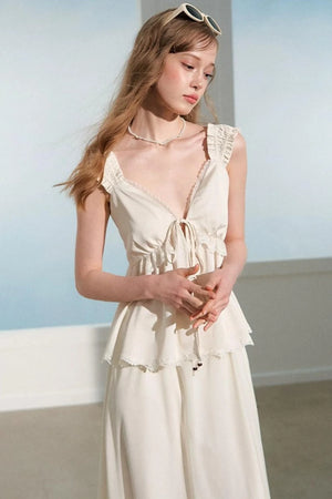 Lace Ruffle Babydoll Top