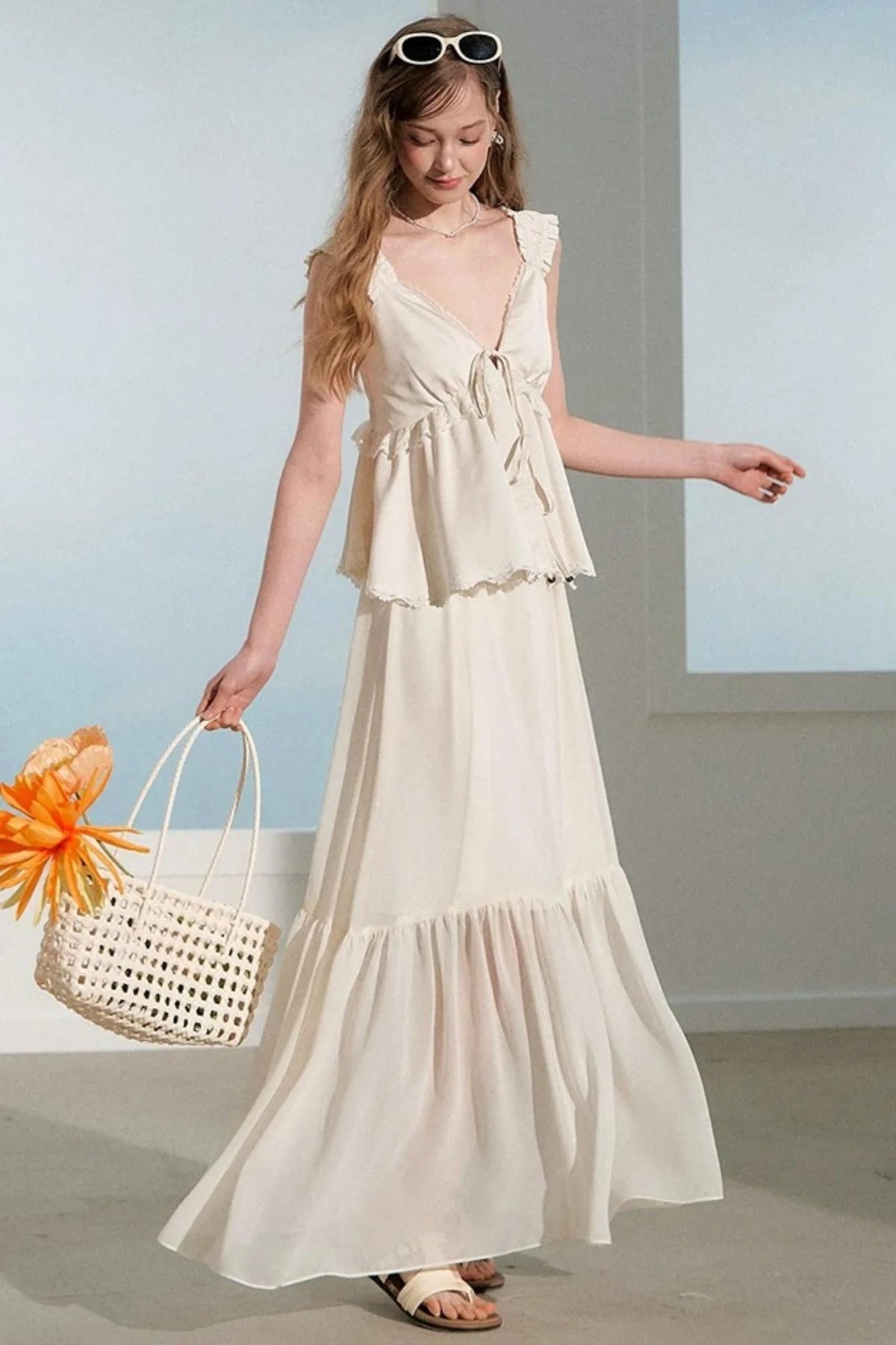 Lace Ruffle Babydoll Top