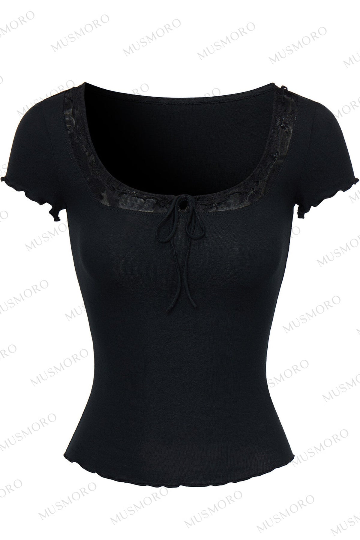 Lace Ruffle Short Sleeve Top