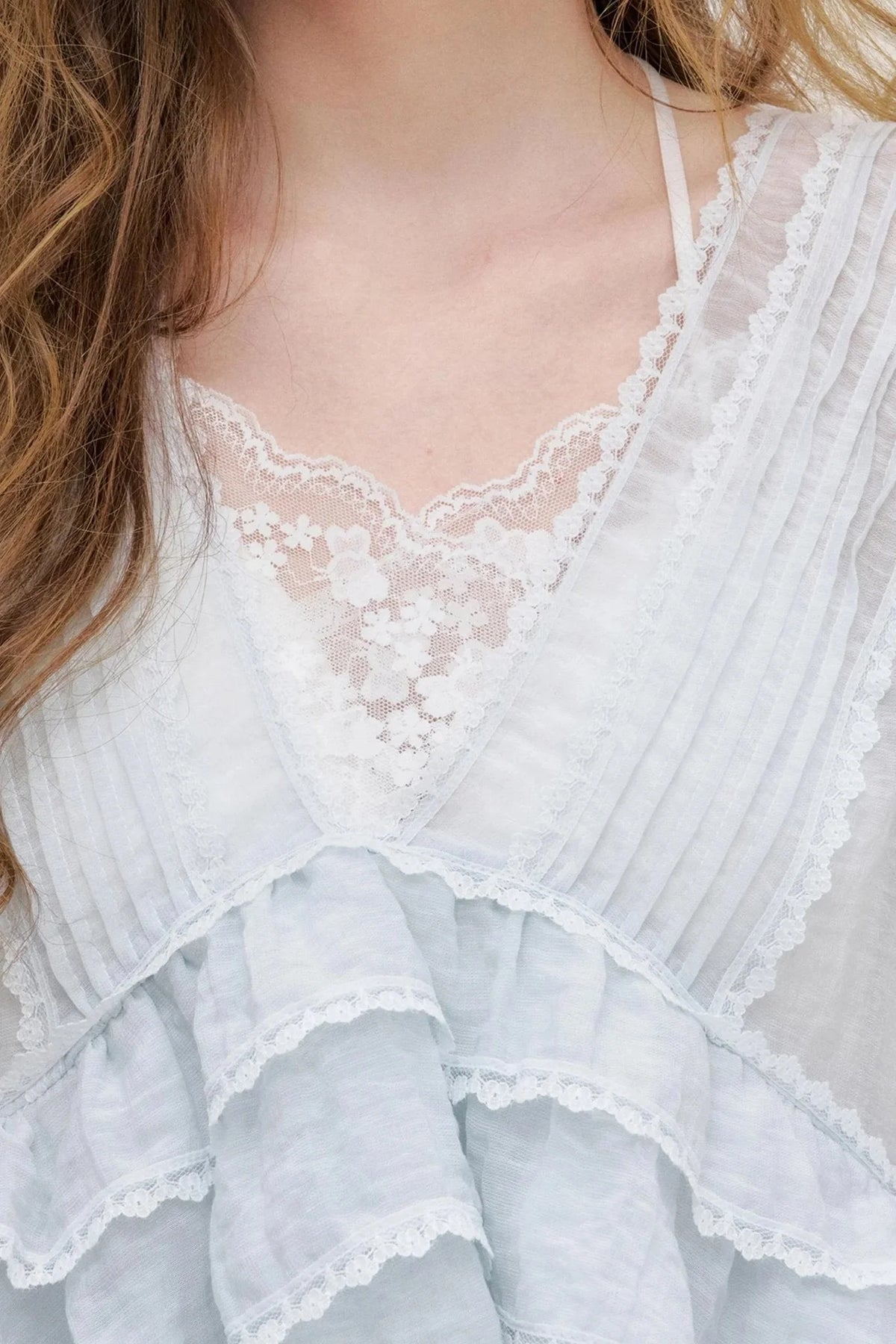 Lace Ruffle Top With White Cami Set-Up