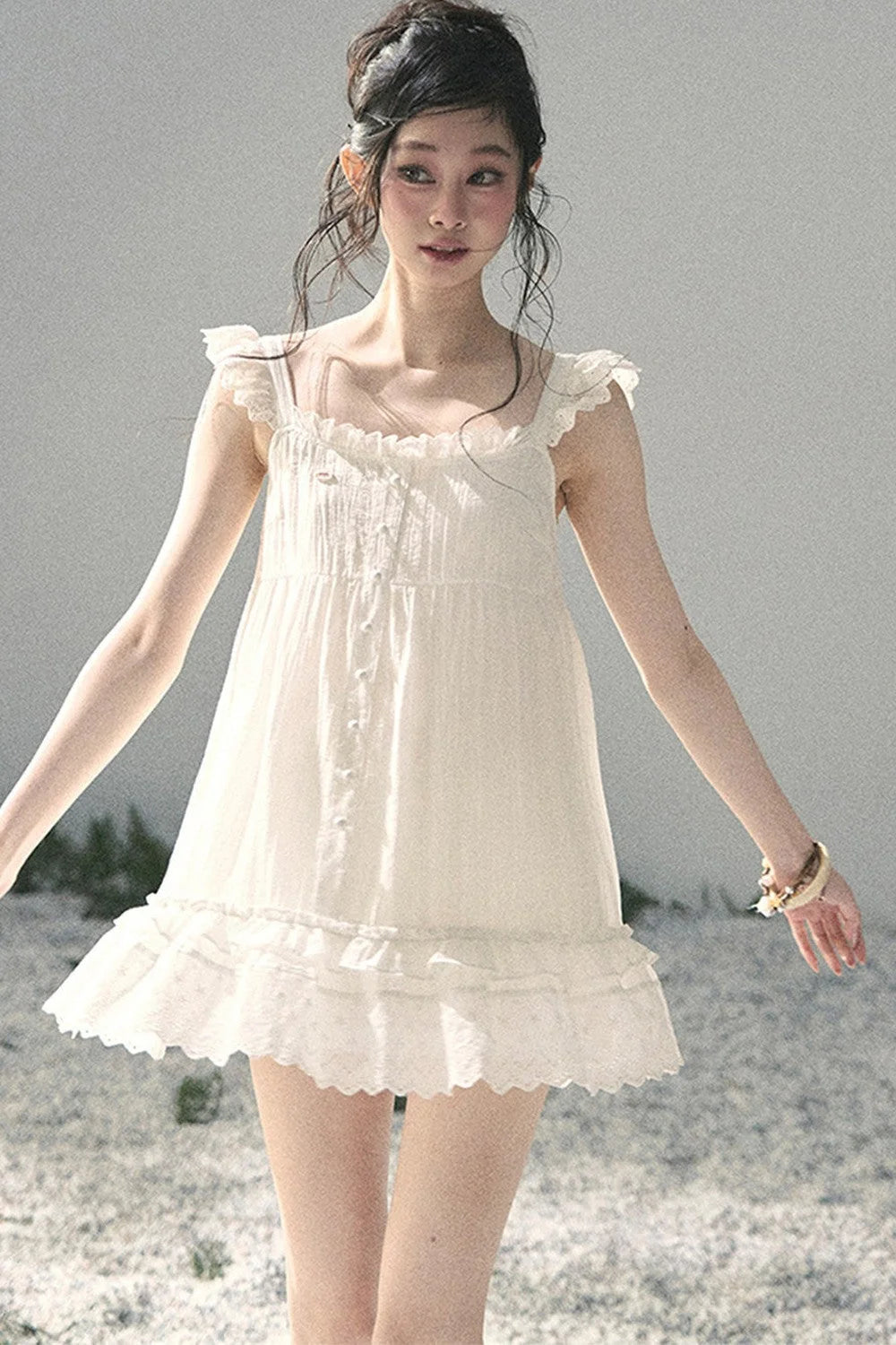 Lace Ruffled Babydoll Dress
