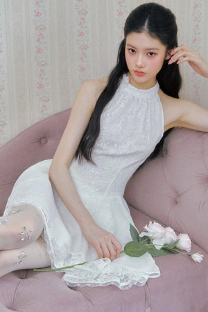 Lace Sequin Floral Dress