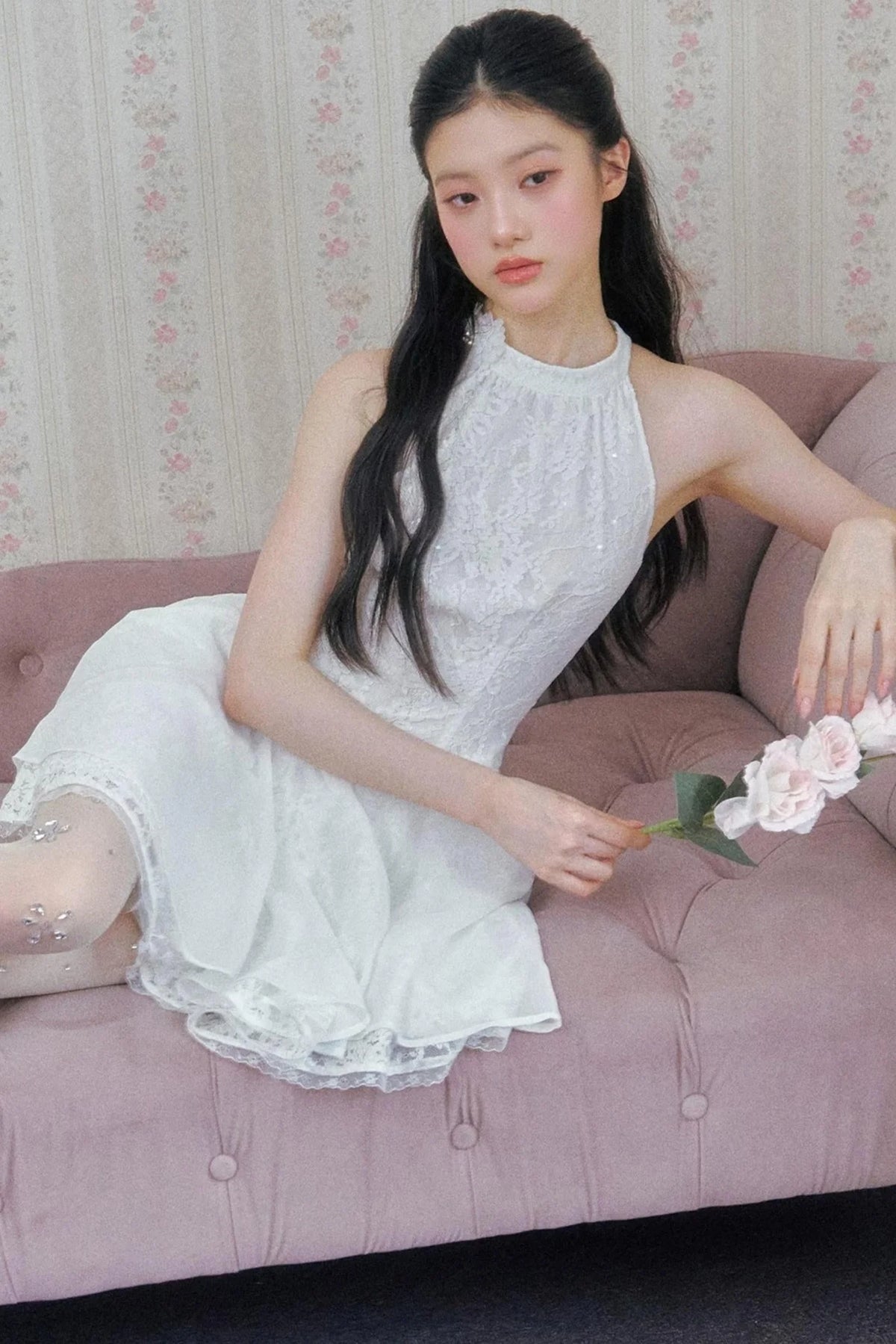 Lace Sequin Floral Dress