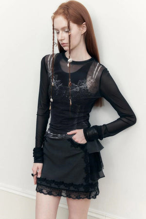 Lace Shadow Long Sleeve Tee